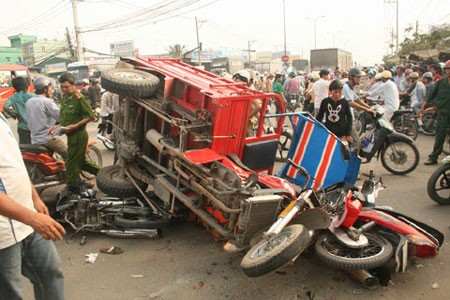 A multiple road traffic accident scene in HCMC